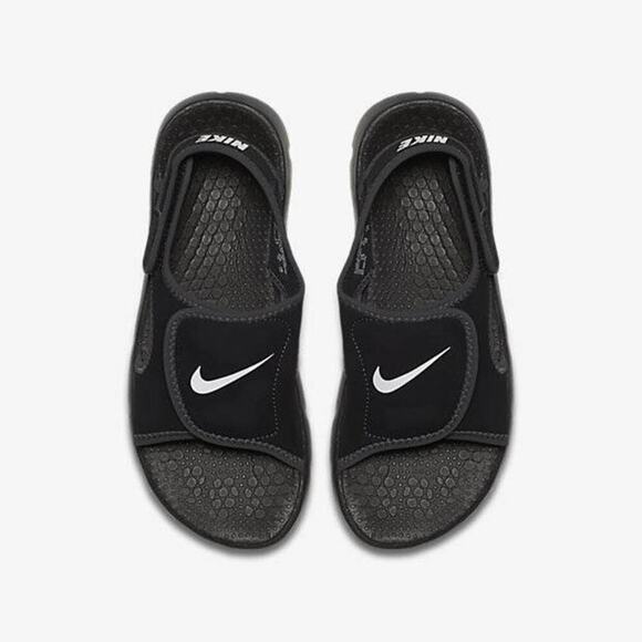 Nike Size Kid 6Y Kid Logo Sunray Adjust Sandal Flip Flop Black Hook Loop Closure - Picture 1 of 9